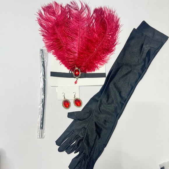 1920s Flapper Accessories Red Gatsby Costume Accessories Set #2516 - Picture 1 of 8